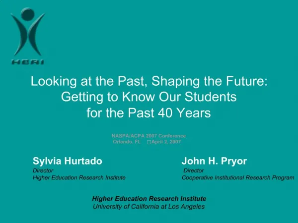 Looking at the Past, Shaping the Future: Getting to Know Our Students for the Past 40 Years