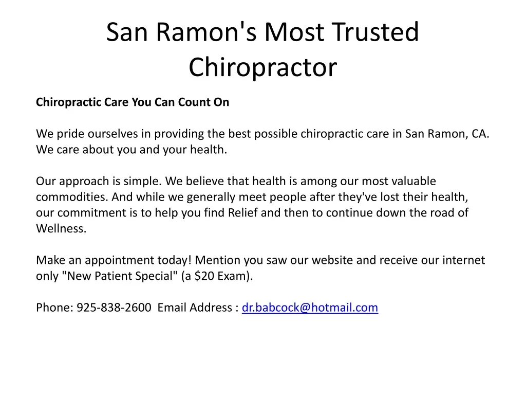 san ramon s most trusted chiropractor