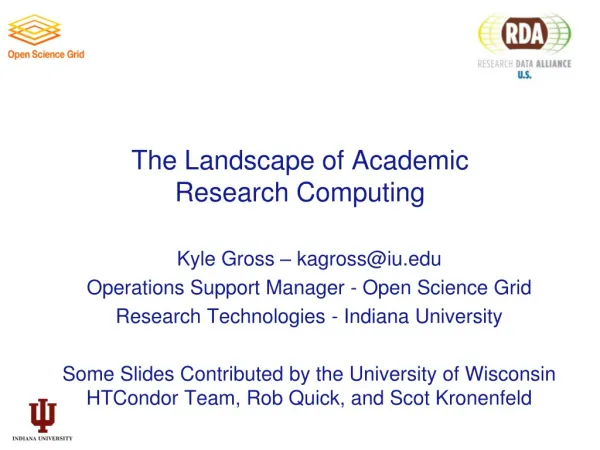 The Landscape of Academic Research Computing