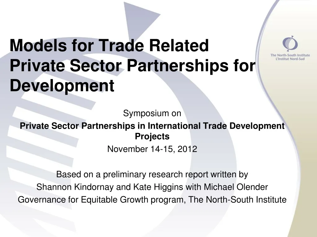 models for trade related private sector partnerships for development