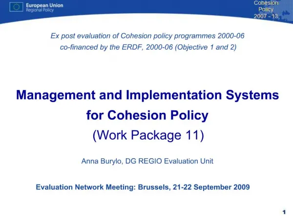Evaluation Network Meeting: Brussels, 21-22 September 2009