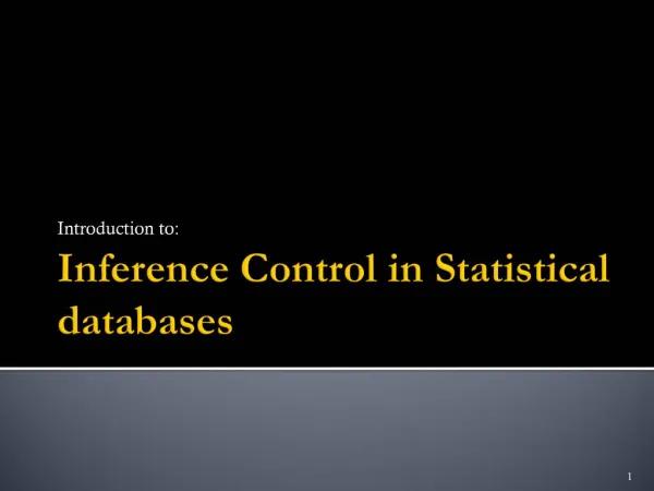 Inference Control in Statistical databases