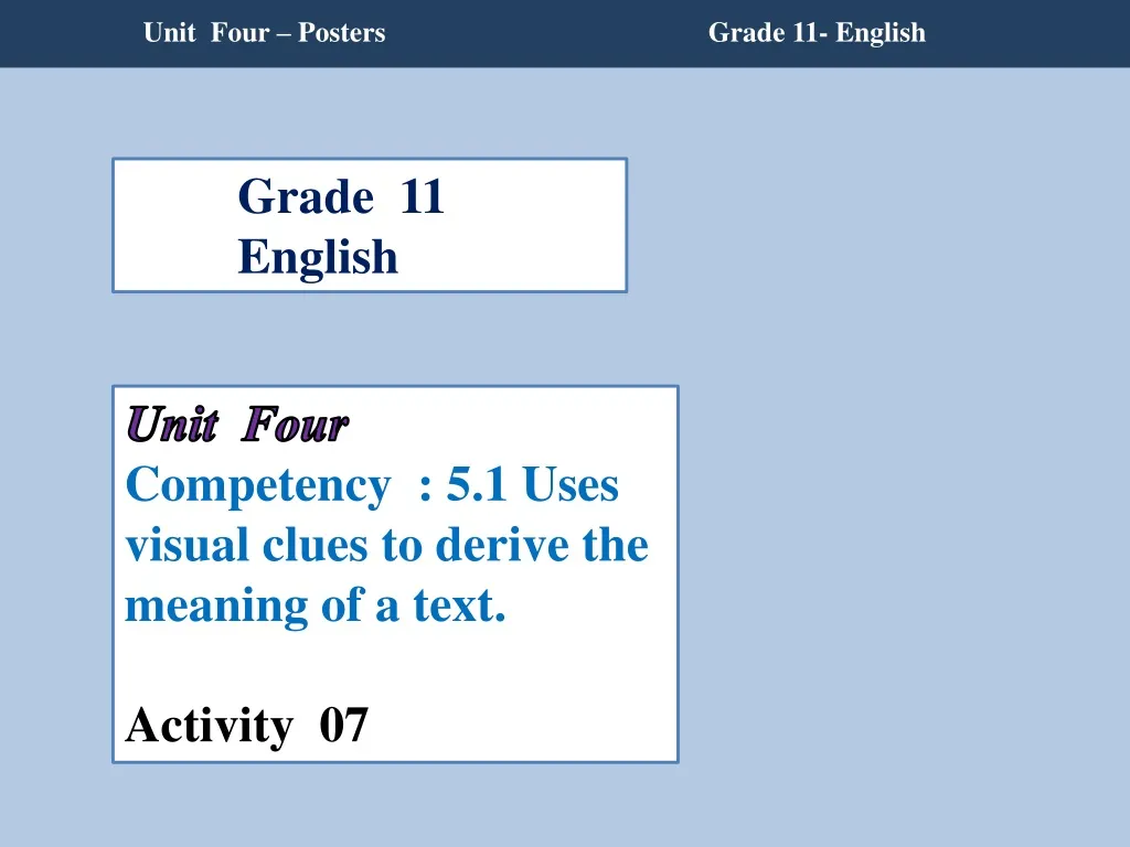 unit four posters grade 11 english