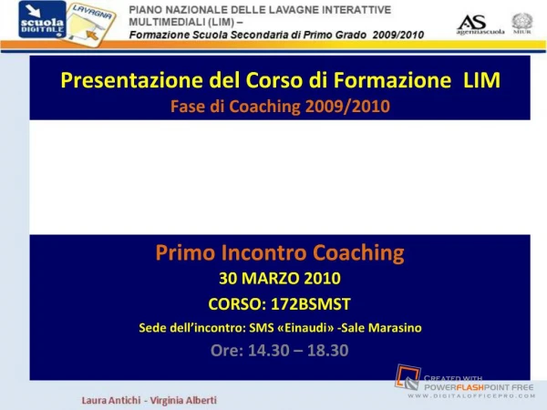 Presentazione incontro introduttivo fase di coaching formazione LIM_corso 172BSMST