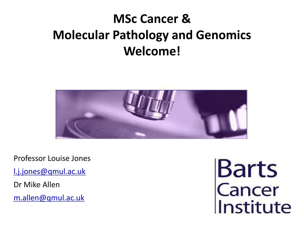 msc cancer molecular pathology and genomics welcome