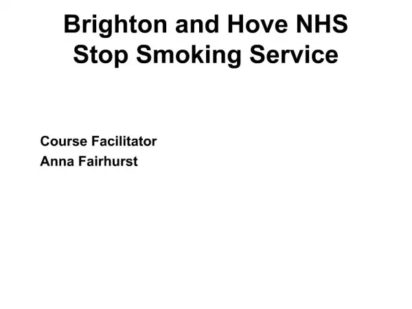 Brighton and Hove NHS Stop Smoking Service