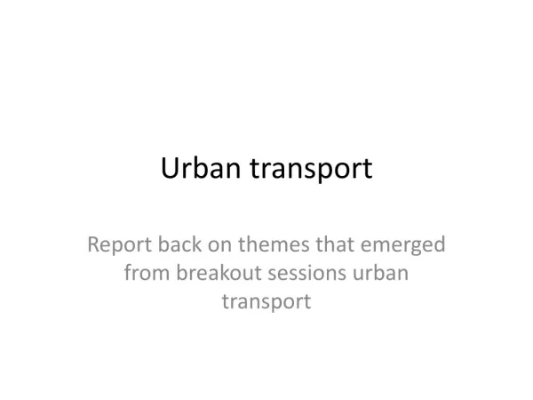 Urban transport