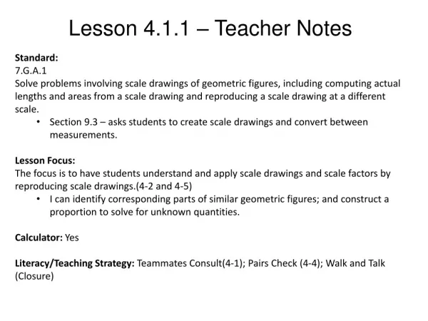 Lesson 4.1.1 – Teacher Notes