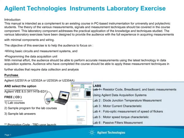 Agilent Technologies Instruments Laboratory Exercise