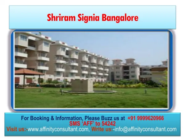Shriram Signia Project|Buy|9999620966 !