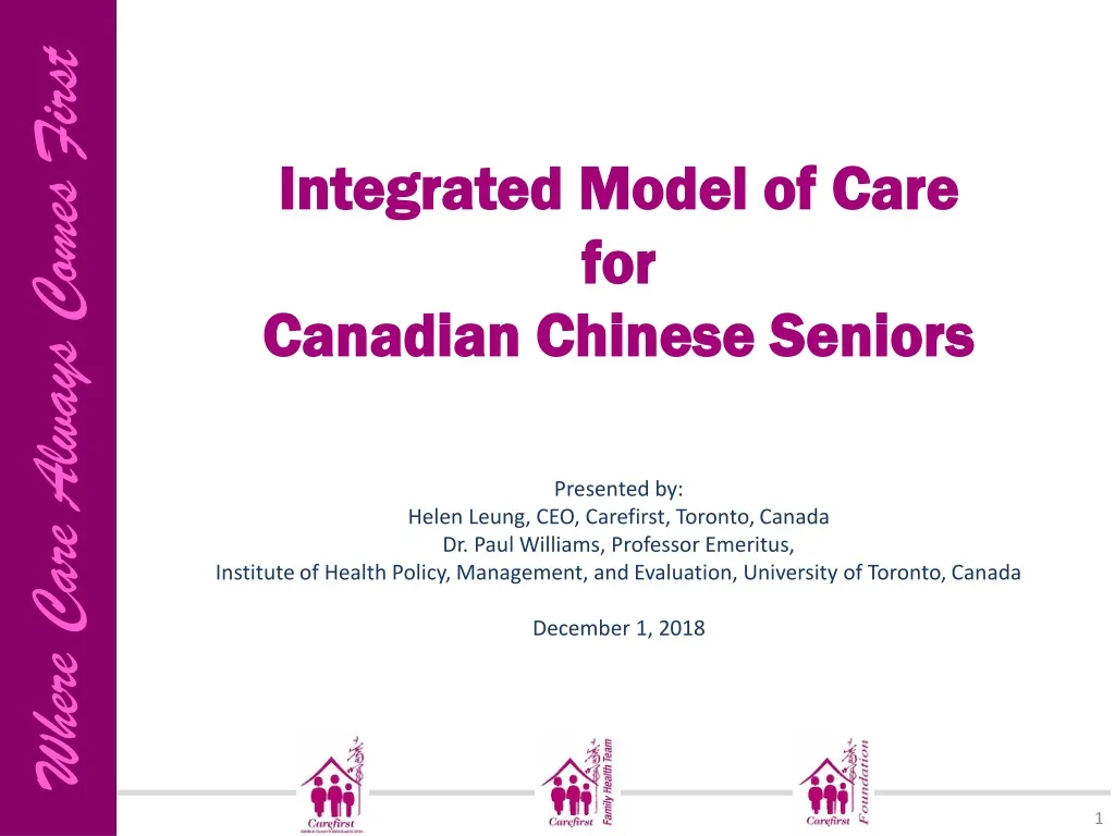 integrated model of care for canadian chinese seniors