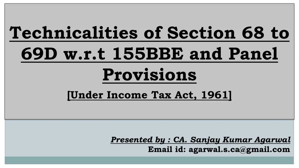 technicalities of section 68 to 69d w r t 155bbe