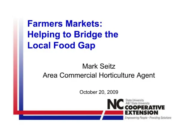 Farmers Markets: Helping to Bridge the Local Food Gap
