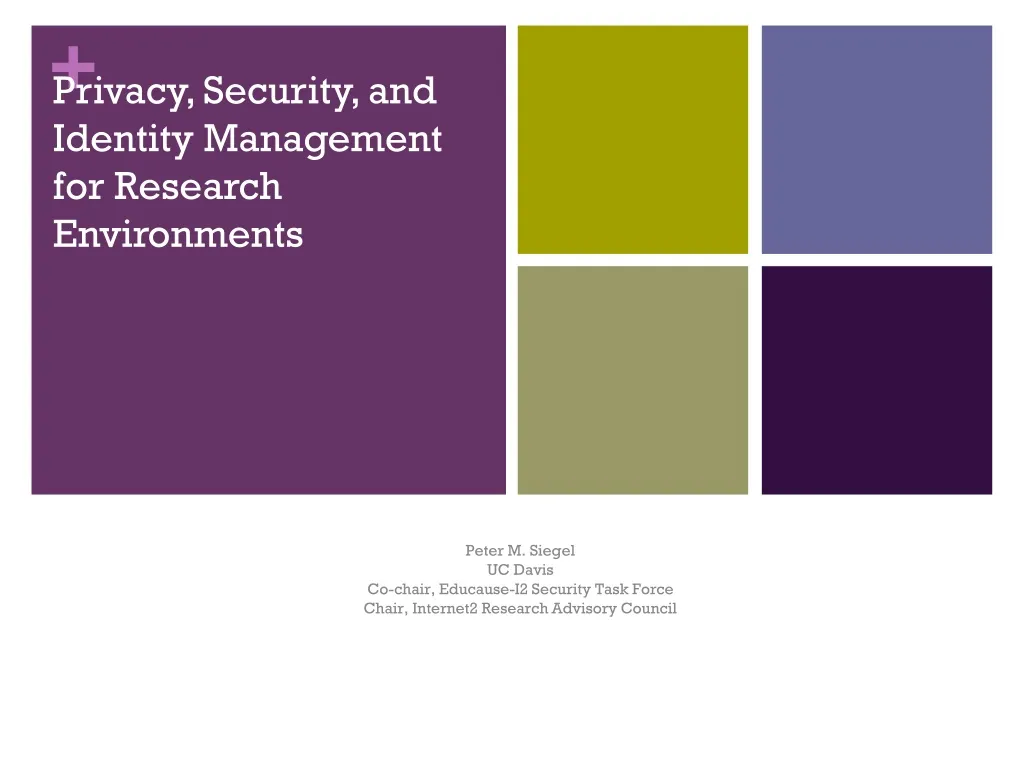 privacy security and identity management for research environments