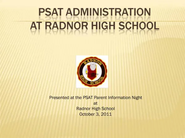 PSAT Administration at Radnor High School