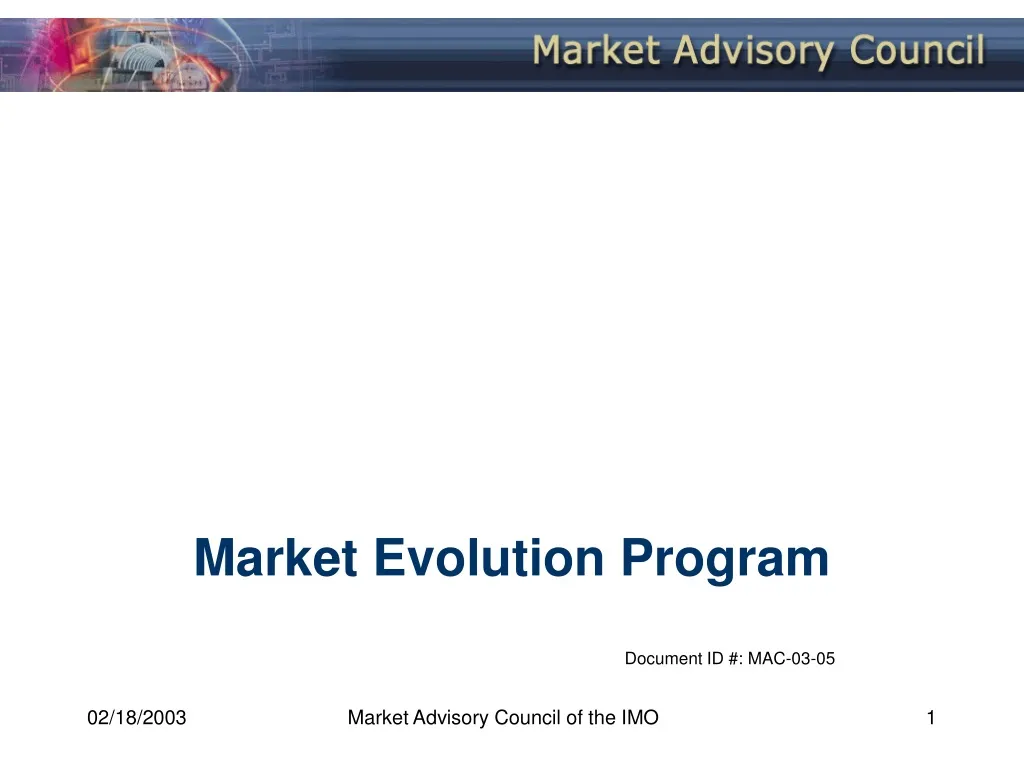 market evolution program