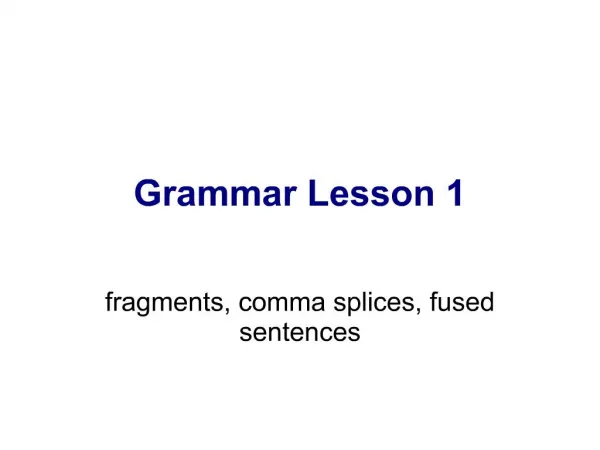 Grammar Lesson 1