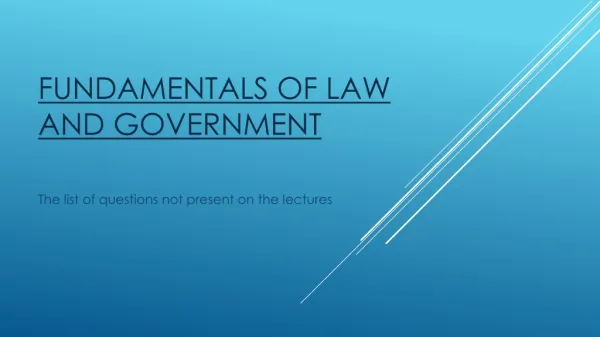 Fundamentals of Law and Government