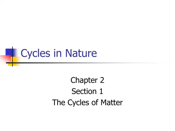 Cycles in Nature