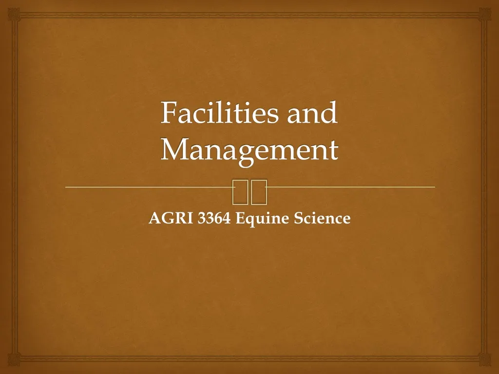 facilities and management