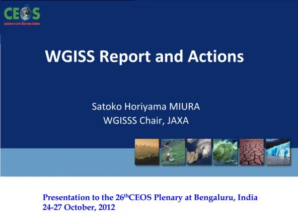 WGISS Report and Actions