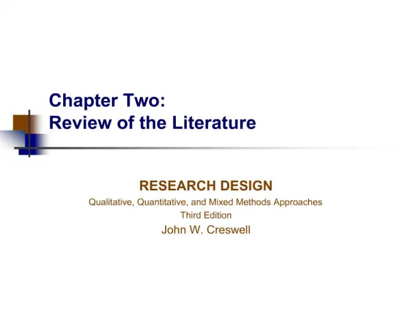 Chapter Two: Review of the Literature