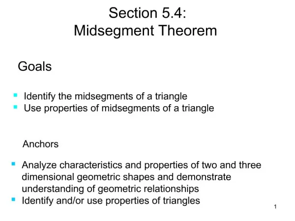 Section 5.4: Midsegment Theorem