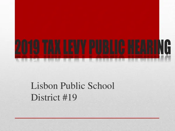 2019 TAX LEVY PUBLIC HEARING