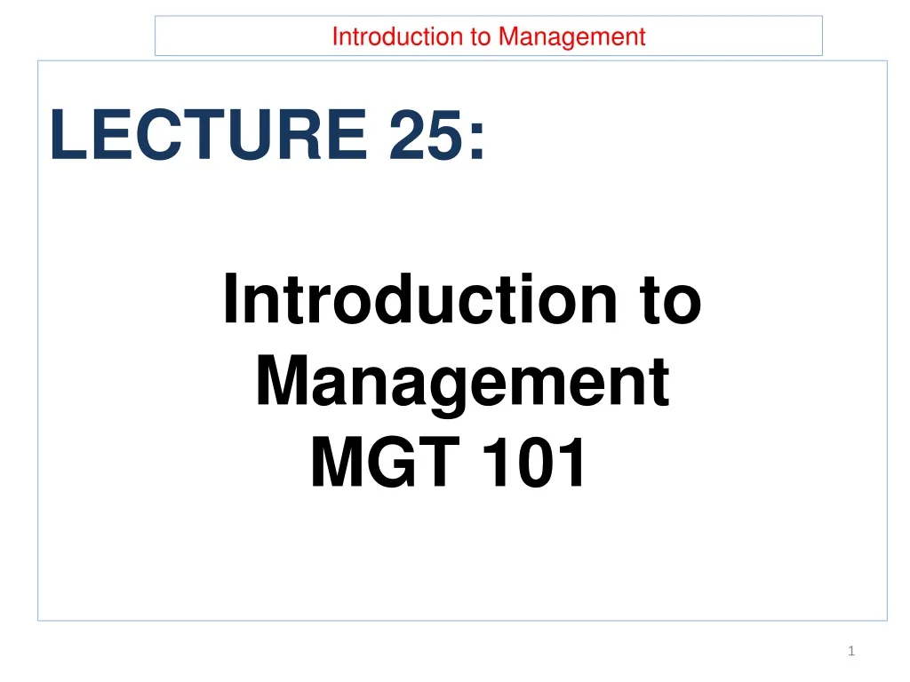 introduction to management