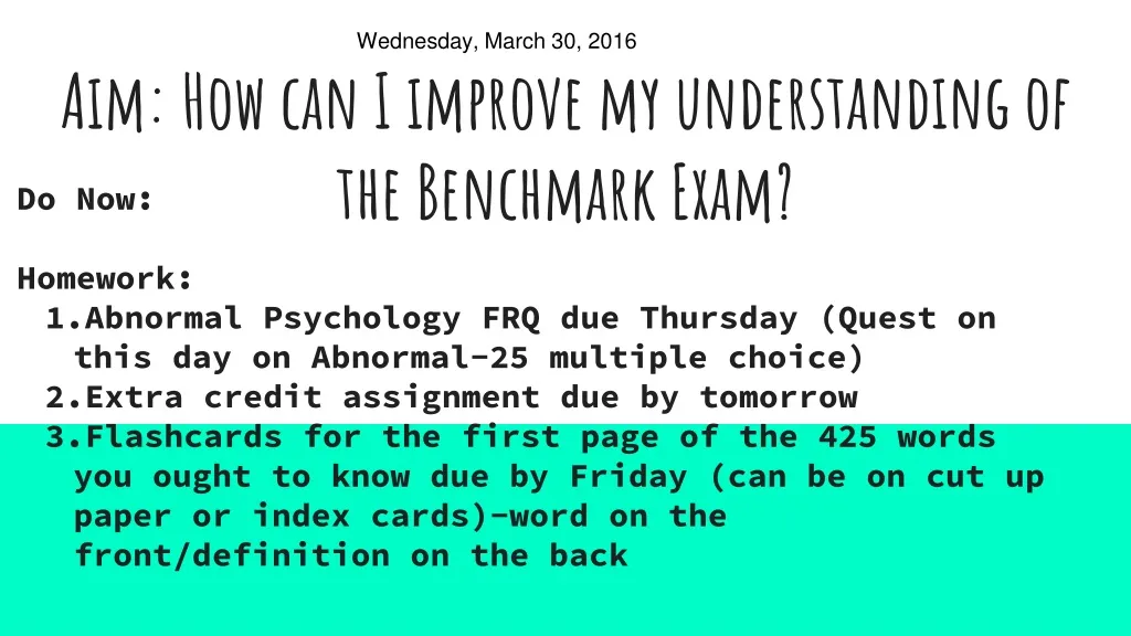 aim how can i improve my understanding of the benchmark exam
