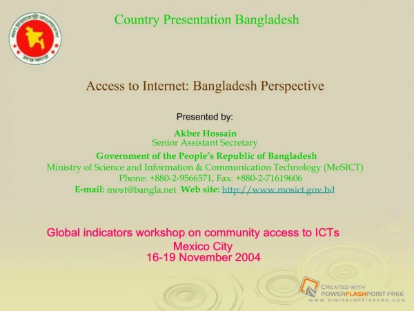 Country Presentation Bangladesh