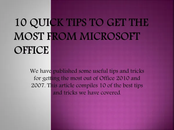 10 Quick Tips From Microsoft Office