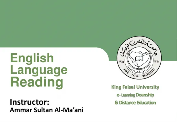 King Faisal University e- Learning Deanship &amp; Distance Education