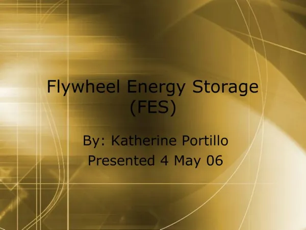 Flywheel Energy Storage FES