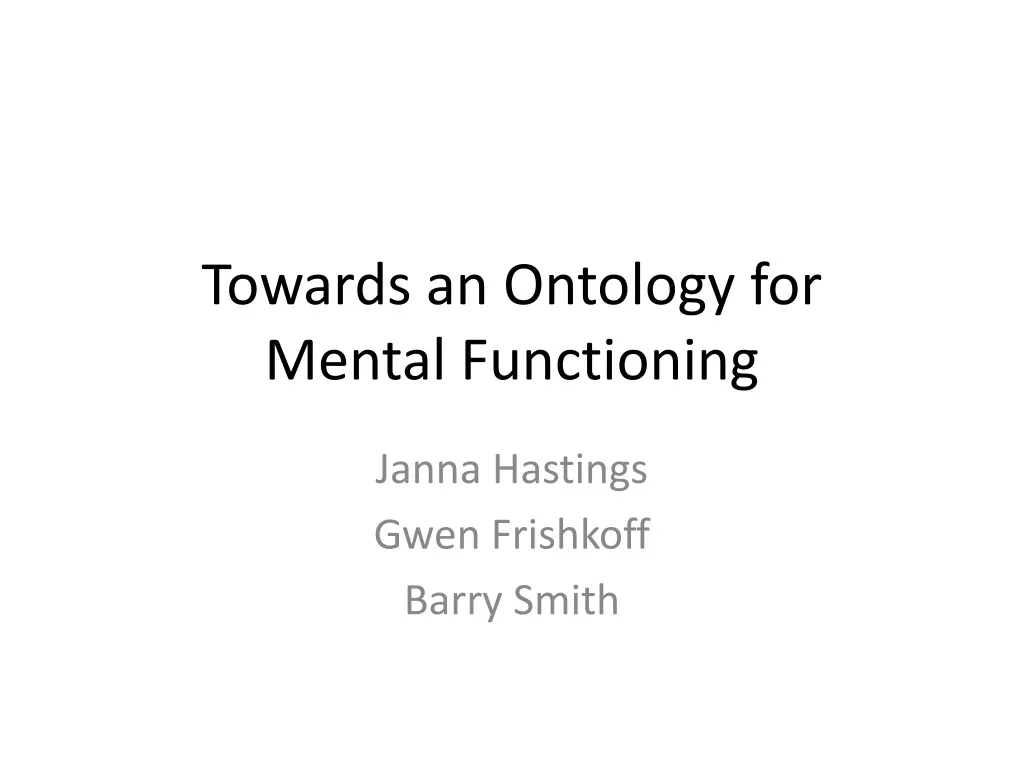 towards an ontology for mental functioning