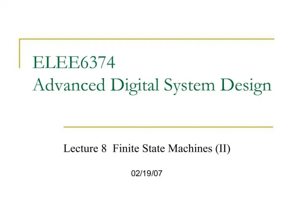 ELEE6374 Advanced Digital System Design