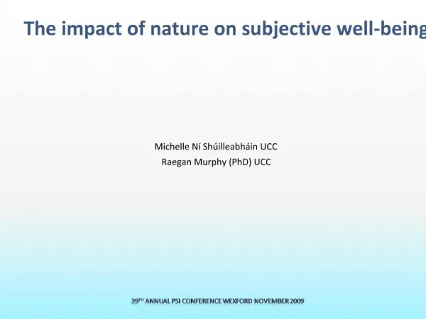 The impact of nature on subjective well-being