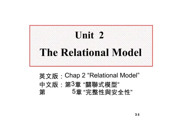 Unit 2 The Relational Model