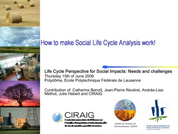 How to make Social Life Cycle Analysis work