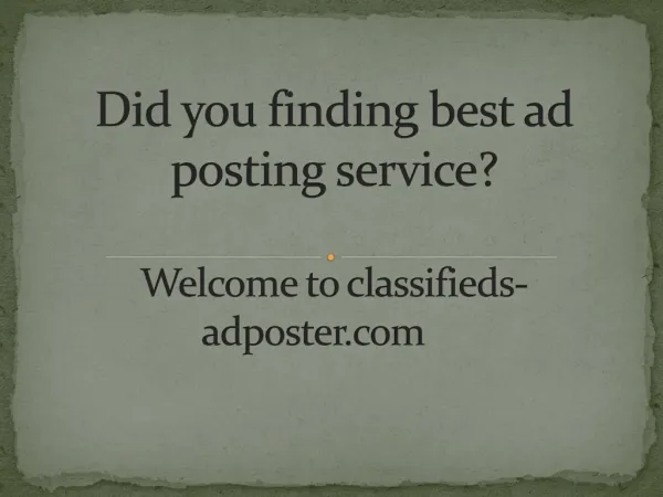 Are you finding ad posting service?