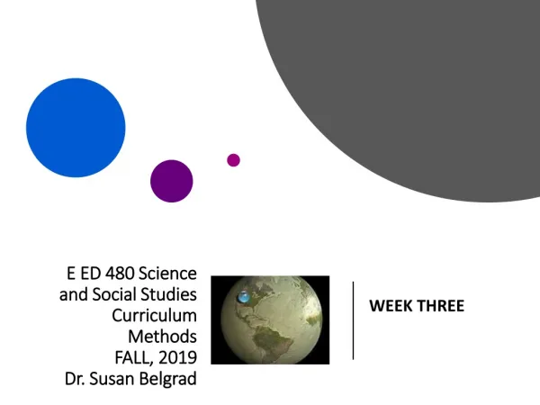 E ED 480 Science and Social Studies Curriculum Methods FALL, 2019 Dr. Susan Belgrad