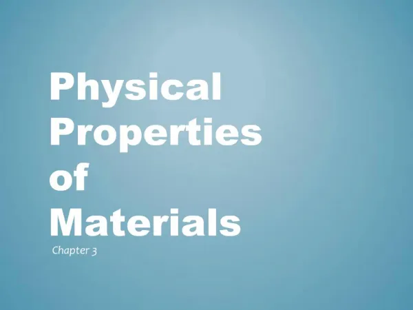 Physical Properties of Materials