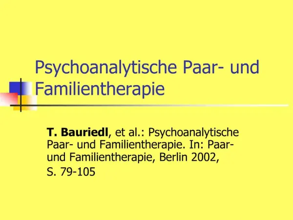 Psychoanalytische Paar- und Familientherapie