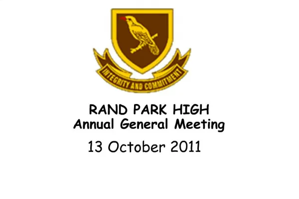 RAND PARK HIGH Annual General Meeting