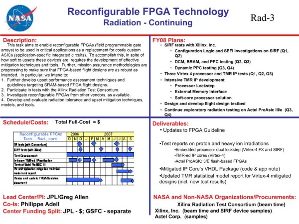 Reconfigurable FPGA Technology Radiation - Continuing