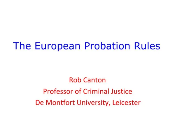 The European Probation Rules