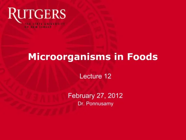 Microorganisms in Foods