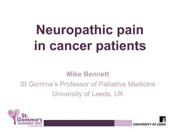 Neuropathic pain in cancer patients