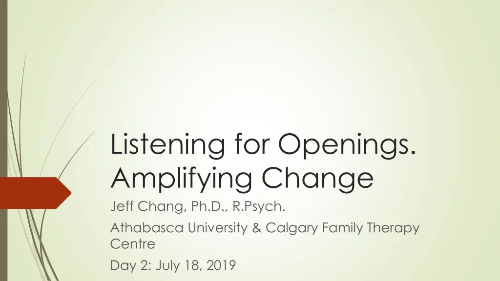 listening for openings amplifying change