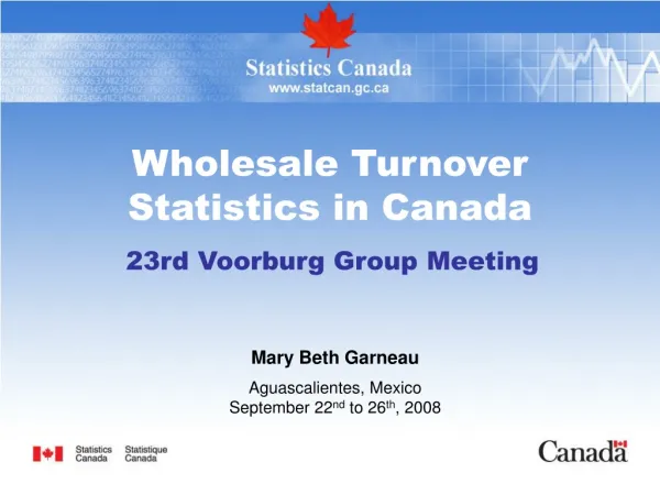 Wholesale Turnover Statistics in Canada